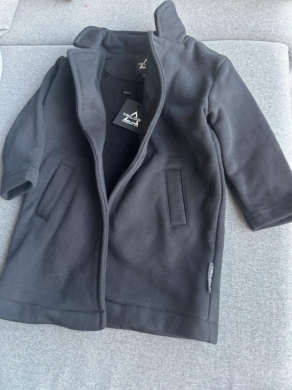 Kids Black Wool-Blend Coat